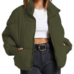 Women's Winter Long Sleeve Full Zipper Baggy Puffer Short Down Jacket Coat - Nadorine (Us Only)
