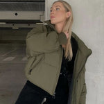 Women's Winter Long Sleeve Full Zipper Baggy Puffer Short Down Jacket Coat - Nadorine (Us Only)
