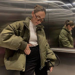 Women's Winter Long Sleeve Full Zipper Baggy Puffer Short Down Jacket Coat - Nadorine (Us Only)