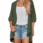 Women Swiss Dot Chiffon Cardigan Lightweight Beach Cover Up 3/4 Sleeve Cardigan - Nadorine (Us Only)