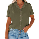 Nadorine Women's Button Down Short Sleeve Blouse