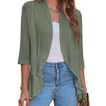Nadorine Women's 3/4 Sleeve Draped Ruffles Cardigan