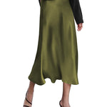 Satin Zipper Elegant Work Skirts - Nadorine (US Only)