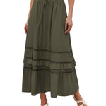 Nadorine Women's Midi Skirts Boho High Waist A Line Casual Maxi Work Skirt Summer