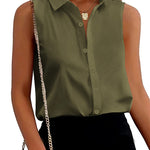 Sleeveless Button Down Tank Tops - Nadorine (Us Only)