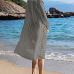 Women's Swimsuit Beach Cover Up Cardigan Bathing Suit Button Down Shirt Roll-up Sleeve Bikini Beach Wear S-3XL - Nadorine (Us Only)