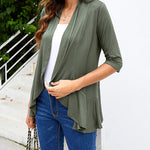 Nadorine Women's 3/4 Sleeve Draped Ruffles Cardigan