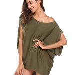 Women's Off Shoulder Blouse Loose Summer T Shirts Batwing Sleeve Tops S-XXL - Nadorine (Us Only)