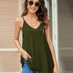 Nadorine V-Neck Chiffon Spaghetti Strap Tank Top