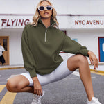 Nadorine Women Sweatshirts Quarter Zip Stand Collar Pullovers Fleece Workout Hoodies Y2K Clothes