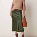 Satin Zipper Elegant Work Skirts - Nadorine (US Only)