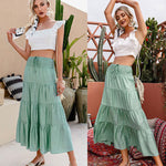 Nadorine Women's Midi Skirts Boho High Waist A Line Casual Maxi Work Skirt Summer