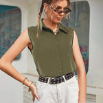 Sleeveless Button Down Tank Tops - Nadorine (Us Only)