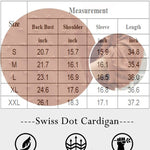 Women Swiss Dot Chiffon Cardigan Lightweight Beach Cover Up 3/4 Sleeve Cardigan - Nadorine (Us Only)