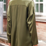 Womens Oversized Blazer Jackets Satin Roll Sleeve Open Front Casual Work Cardigan Jacket with Pockets - Nadorine (Us Only)