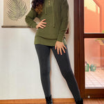 Women's Oversized Sweater V Neck Hooded Pullover Sweater Long Sleeve Knitted Jumper Tops - Nadorine (Us Only)
