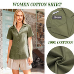 Nadorine Women's Button Down Short Sleeve Blouse