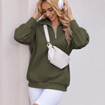 Nadorine Women Sweatshirts Quarter Zip Stand Collar Pullovers Fleece Workout Hoodies Y2K Clothes
