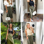 Satin Zipper Elegant Work Skirts - Nadorine (US Only)