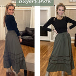 Nadorine Women's Midi Skirts Boho High Waist A Line Casual Maxi Work Skirt Summer