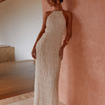 Amelia Parker | Textured Halter Neck Maxi Dress For Women