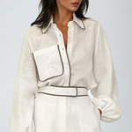 Sienna Wentworth | Contrast Trim Linen Shorts Set For Women
