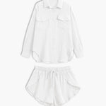 Minimalist Collared Two Piece Shorts Set
