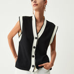 Contrast Trim Sweater Vest