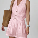 Cotton & Linen Casual Tailored Shorts Set