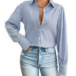 Nadorine Printed Lantern Long Sleeve Blouse