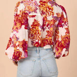 Nadorine Printed Lantern Long Sleeve Blouse