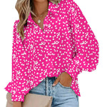 Nadorine Printed Lantern Long Sleeve Blouse