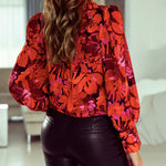 Nadorine Printed Lantern Long Sleeve Blouse