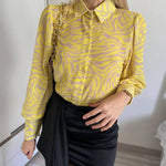 Nadorine Printed Lantern Long Sleeve Blouse