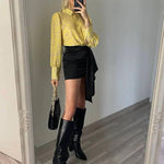 Nadorine Printed Lantern Long Sleeve Blouse