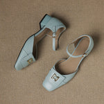 Elvane Buckle Leather Mary-Janes