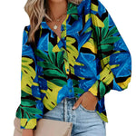 Nadorine Printed Lantern Long Sleeve Blouse