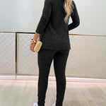 Women's 3-Piece Knit Set Shawl Collar Cardigan with Crop Tank and High Waisted Slim Fit Pants Casual Loungewear