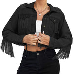 Long Sleeve Crop Denim Jacket - Nadorine (Us Only)