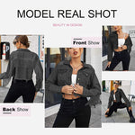 Long Sleeve Crop Denim Jacket - Nadorine (Us Only)