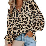 Nadorine Printed Lantern Long Sleeve Blouse
