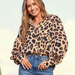 Nadorine Printed Lantern Long Sleeve Blouse