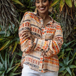 Nadorine Printed Lantern Long Sleeve Blouse