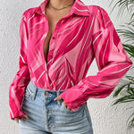 Nadorine Printed Lantern Long Sleeve Blouse