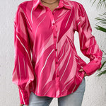 Nadorine Printed Lantern Long Sleeve Blouse