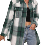 Nadorine Plaid Shacket Jacket Button Down Trench Coats
