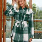 Nadorine Plaid Shacket Jacket Button Down Trench Coats