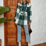 Nadorine Plaid Shacket Jacket Button Down Trench Coats