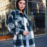 Nadorine Plaid Shacket Jacket Button Down Trench Coats