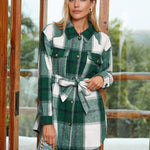 Nadorine Plaid Shacket Jacket Button Down Trench Coats